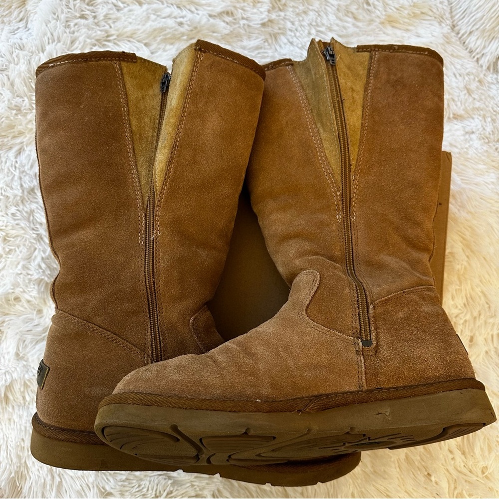 UGG Retro Cargo Tall Boots Chestnut Sheepskin Suede Winter Women’s Size 9 Y2K - Picture 11 of 11